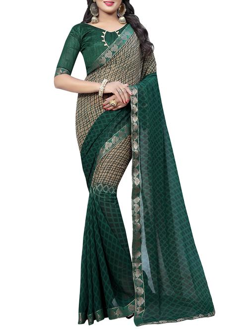 geometric printed saree with blouse - 15504204 - Very Small Image - 1