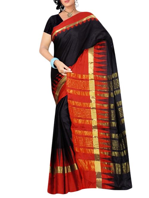 temple bordered saree with blouse - 15504252 - Very Small Image - 1