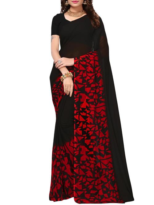 contrast bordered saree with blouse - 15504261 - Very Small Image - 1