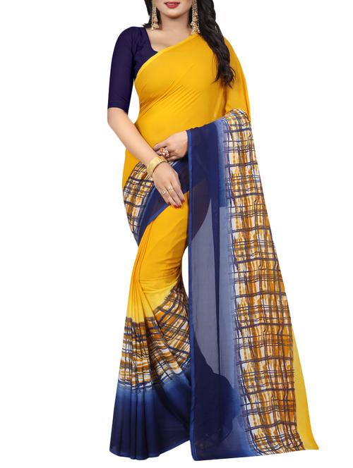 contrast bordered saree with blouse - 15504262 - Very Small Image - 1