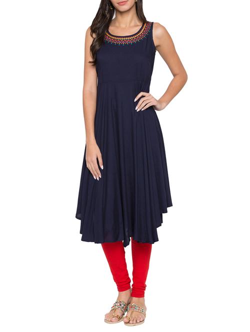 flared embroidered kurta - 15504918 - Very Small Image - 1