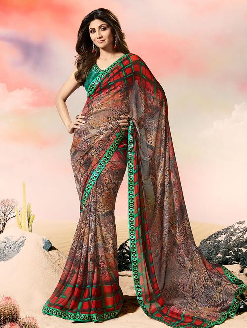 lace border abstract printed saree - 15505197 - Very Small Image - 1