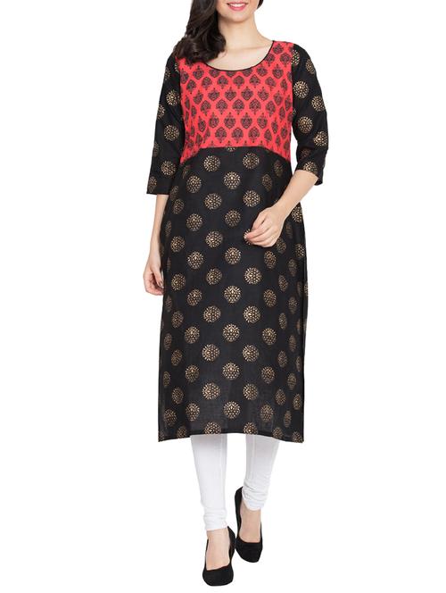 block print straight kurta - 15505242 - Very Small Image - 1
