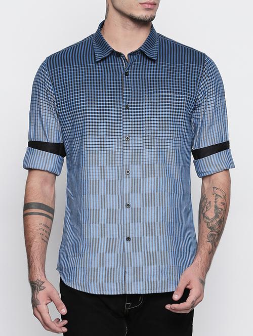 blue cotton casual shirt - 15505398 - Very Small Image - 1