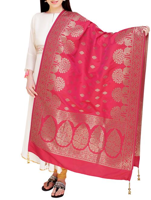 pink silk dupatta - 15505470 - Very Small Image - 1