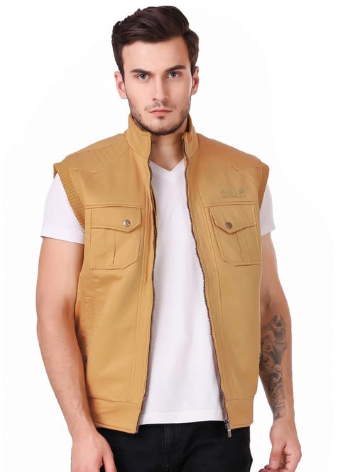 yellow cotton casual jacket - 15505700 - Very Small Image - 1