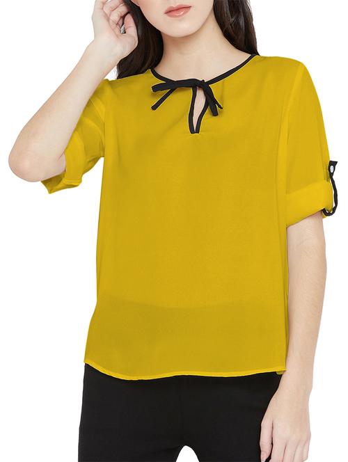 roll up sleeved tie up neck top - 15505859 - Very Small Image - 1
