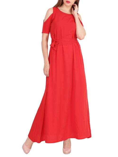 cold shoulder self tie belted dress - 15505904 - Very Small Image - 1