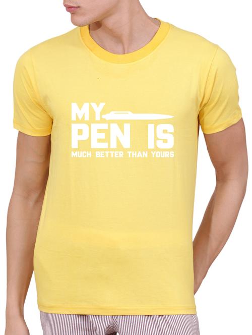 yellow cotton chest print tshirt - 15505990 - Very Small Image - 1