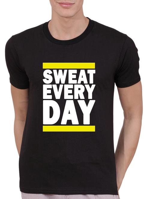 black cotton chest print tshirt - 15505993 - Very Small Image - 1