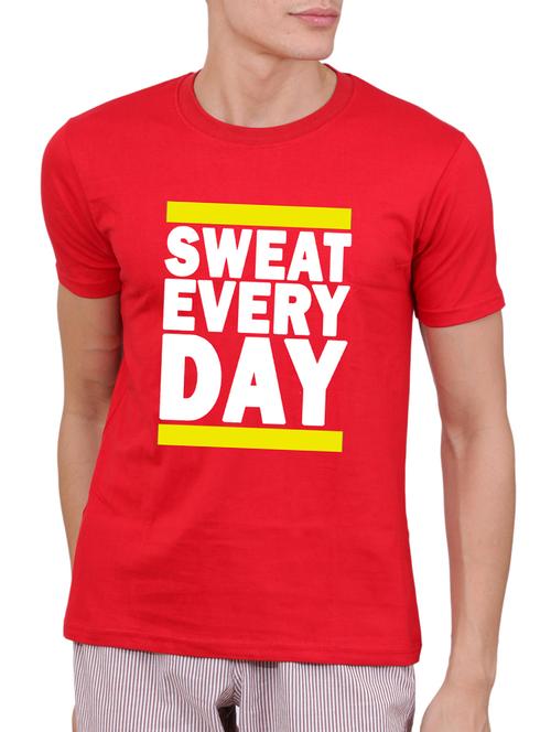 red cotton chest print tshirt - 15505994 - Very Small Image - 1