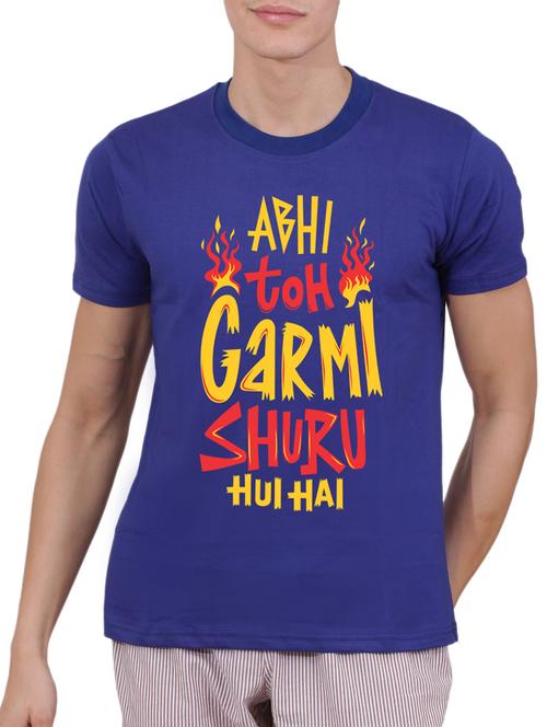 blue cotton front print t-shirt - 15506050 - Very Small Image - 1