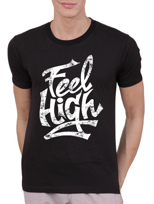 black cotton chest print tshirt - 15506067 - Very Small Image - 1