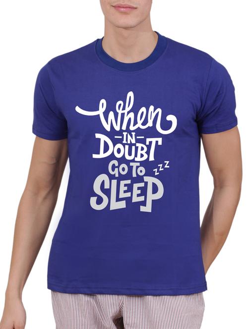 blue cotton chest print tshirt - 15506092 - Very Small Image - 1