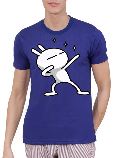 blue cotton chest print tshirt - 15506298 - Very Small Image - 1