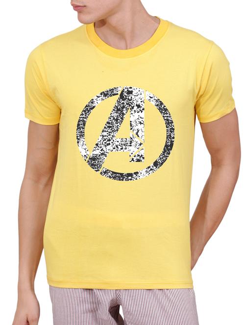 yellow cotton chest print tshirt - 15506338 - Very Small Image - 1