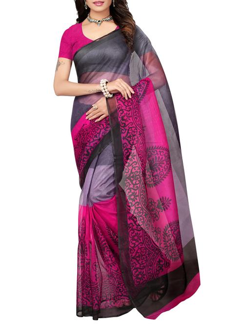 contrast border kota doria saree with blouse - 15506630 - Very Small Image - 1