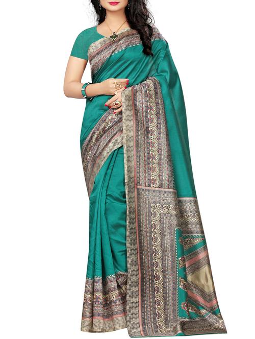 contrast border mysore silk saree with blouse - 15506656 - Very Small Image - 1