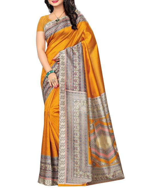 contrast border mysore silk saree with blouse - 15506657 - Very Small Image - 1