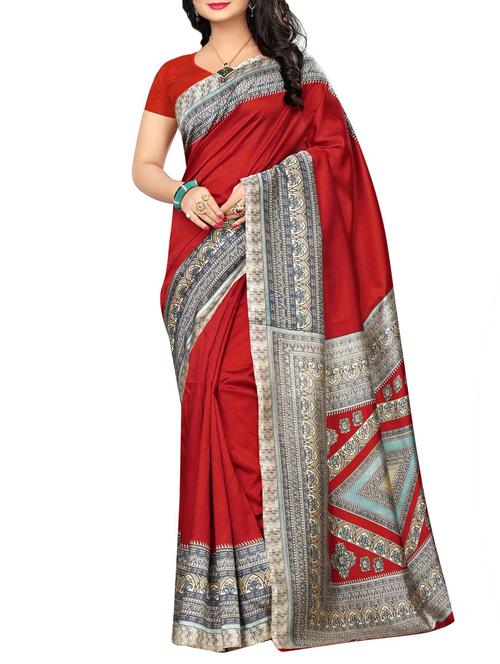 contrast border mysore silk saree with blouse - 15506658 - Very Small Image - 1