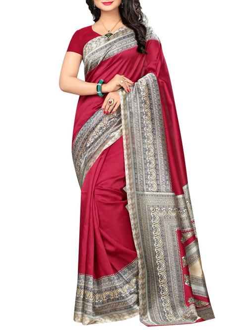 contrast border mysore silk saree with blouse - 15506661 - Very Small Image - 1