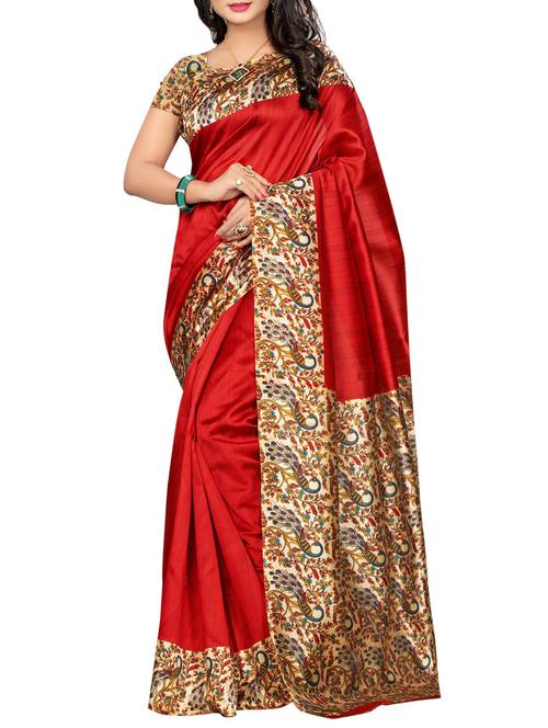 contrast border mysore silk saree with blouse - 15506671 - Very Small Image - 1