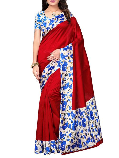 contrast border mysore silk saree with blouse - 15506680 - Very Small Image - 1