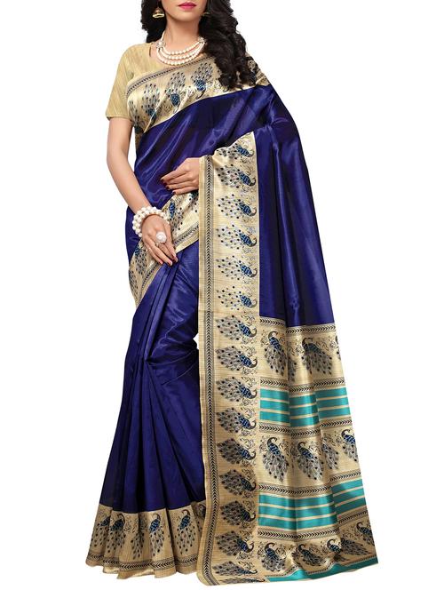 contrast border mysore silk saree with blouse - 15506711 - Very Small Image - 1