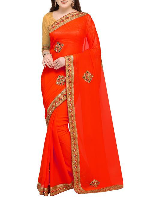 contrast border embroidered saree - 15506731 - Very Small Image - 1