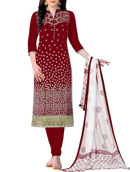 embroidered unstitched churidaar suit - 15506745 - Very Small Image - 1