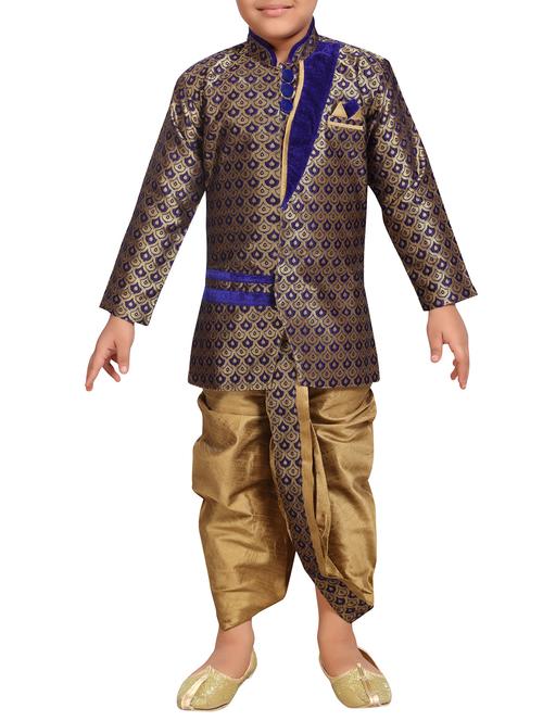blue silk blend kurta set - 15506778 - Very Small Image - 1