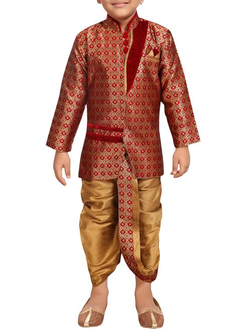 red silk blend kurta setet - 15506780 - Very Small Image - 1