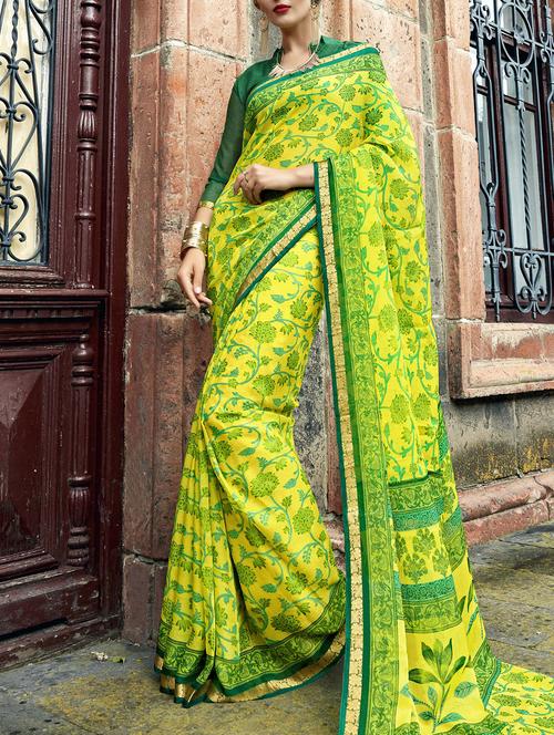 ditsy floral printed saree with blouse - 15506830 - Very Small Image - 1