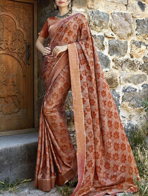 conversational printed saree with blouse - 15506845 - Very Small Image - 1