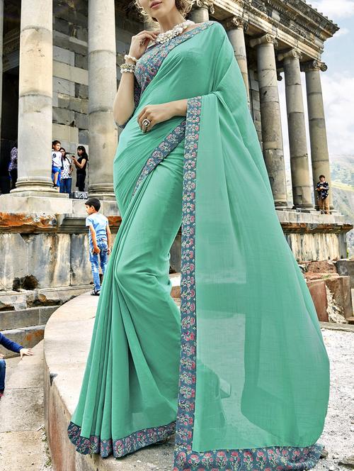 ditsy floral bordered saree with blouse - 15506869 - Very Small Image - 1