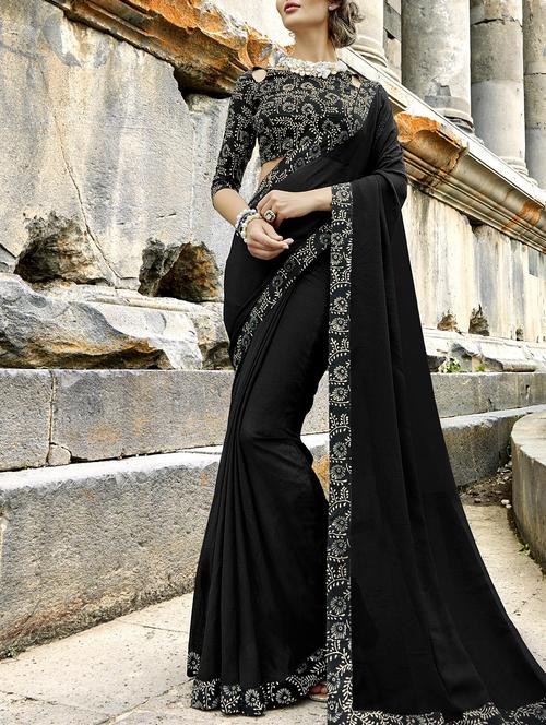 ditsy floral bordered saree with blouse - 15506875 - Very Small Image - 1