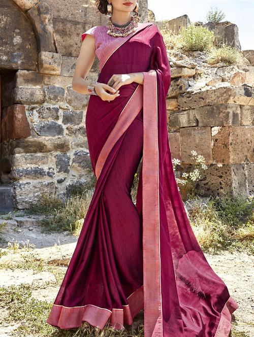contrast bordered printed saree with blouse - 15506913 - Very Small Image - 1