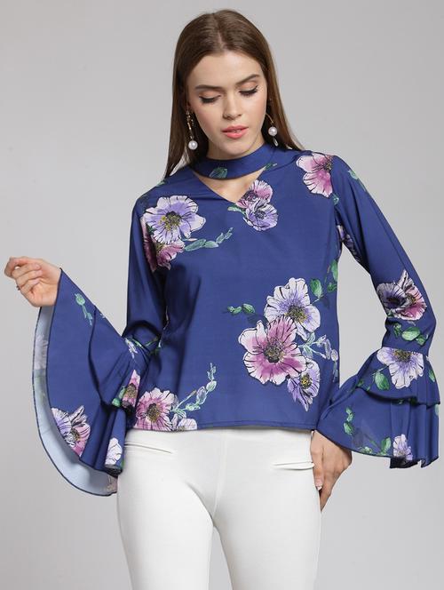 choker neck floral top - 15507414 - Very Small Image - 1