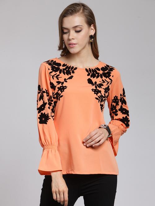 elasticated sleeve printed top - 15507418 - Very Small Image - 1
