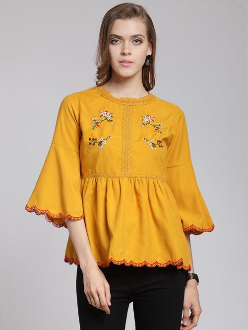 lace detailed embroidered peplum top - 15507433 - Very Small Image - 1