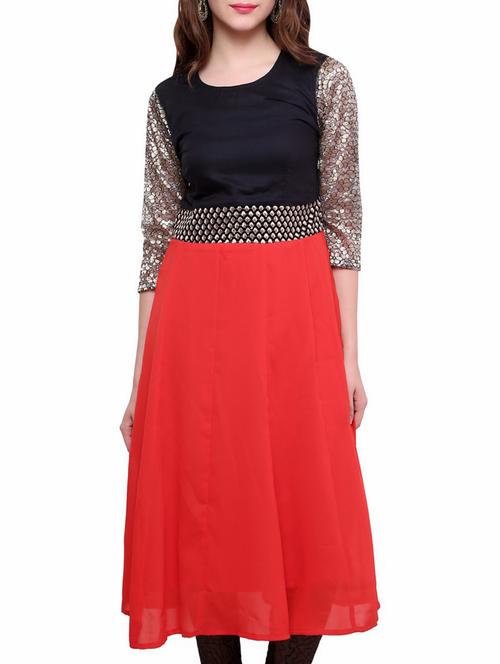 anarkali embellished belt kurta - 15511398 - Very Small Image - 1