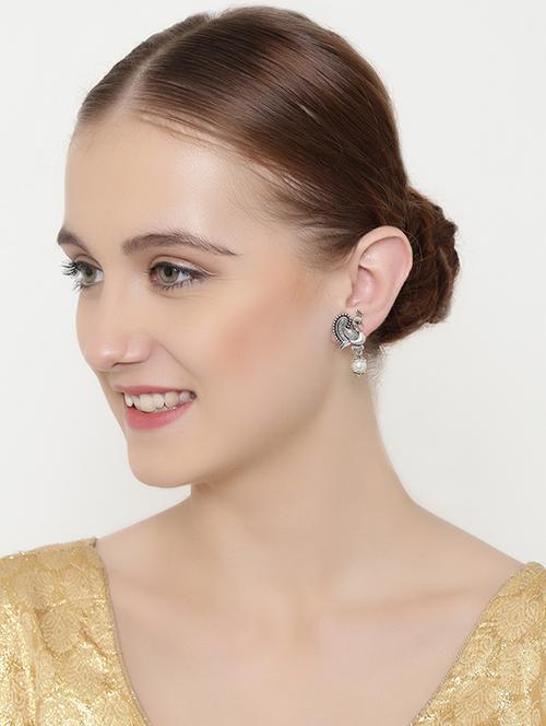 silver tone oxidized earrings - 15511787 - Very Small Image - 1