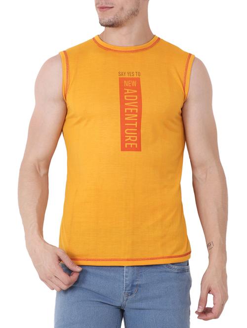 yellow cotton chest print t-shirt - 15511909 - Very Small Image - 1