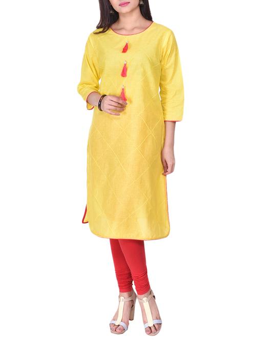 pintucks straight kurta with tassels - 15511993 - Very Small Image - 1