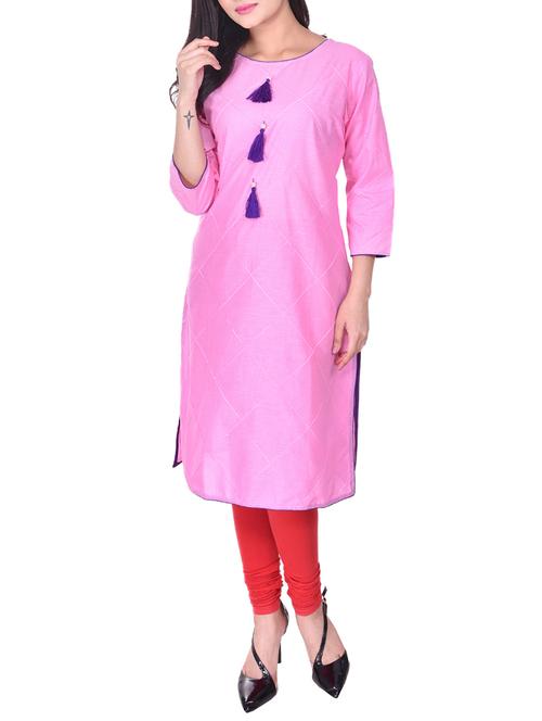 pintucks straight kurta with tassels - 15511994 - Very Small Image - 1