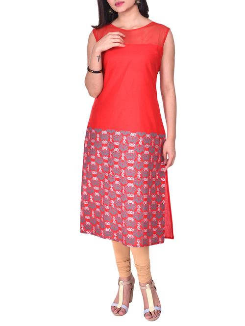patch work straight kurta - 15512001 - Very Small Image - 1