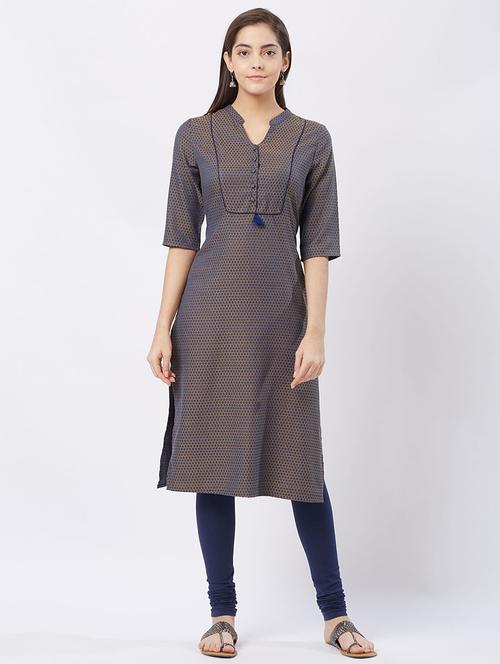 brocade straight kurta - 15512019 - Very Small Image - 1
