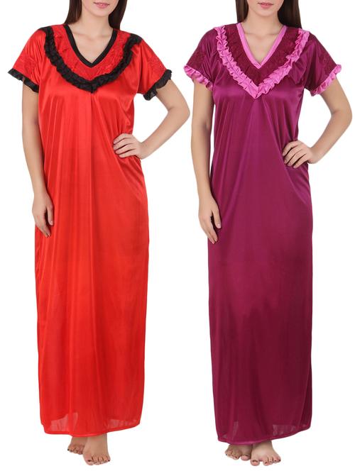 set of 2 frill detail nighty - 15512128 - Very Small Image - 1
