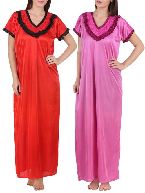 set of 2 frill detail nighty - 15512129 - Very Small Image - 1