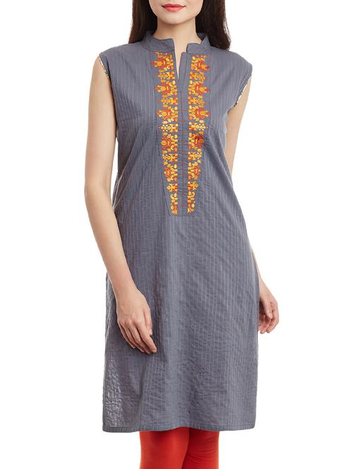 embroidered straight kurta - 15512149 - Very Small Image - 1